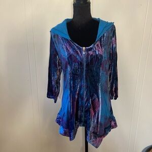 Velvet hoodie with full zipper